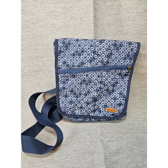 Eddie Bauer Navy Floral Purse/Carryall/Tablet/School Bag Long Adjustable Strap - Picture 1 of 8